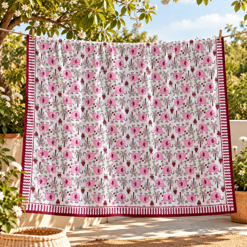 local-kala-single-bed-dohar-pink-elephant