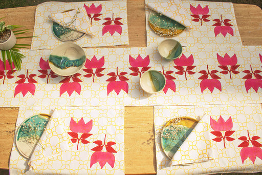 earthan-table-linen-set-hand-block-printing-gulabi-bougainvillea