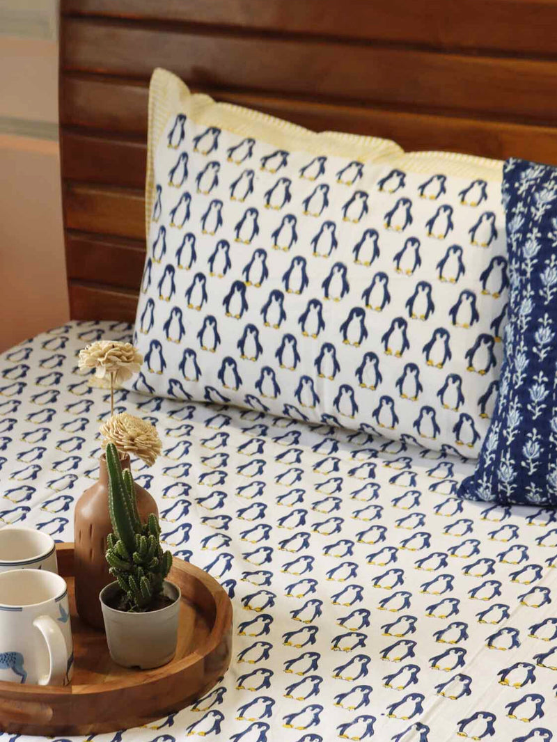 local-kala-penguin-blue-handblock-bedsheet-90x108-inches