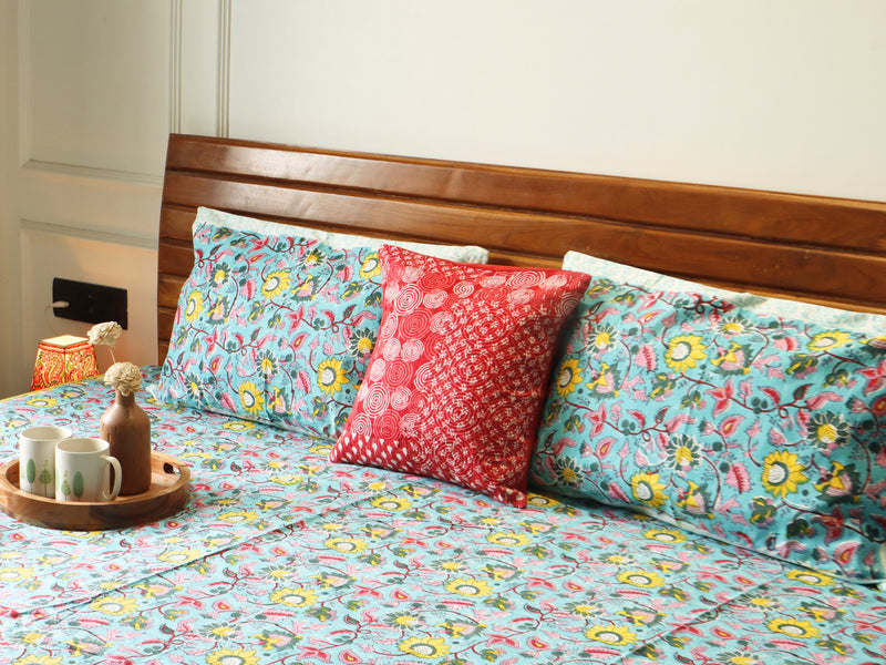 local-kala-haryali-handblock-bedsheet-100x108-inches