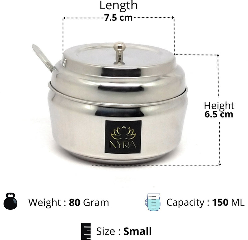 Stainless Steel Ghee/0il Pot Storage Container with Spoon – Cooking Spoon