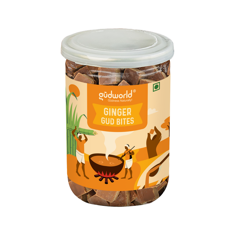 Gudworld Ginger Jaggery Bites – Spiced Cane Sugar Candy (10.58 oz)