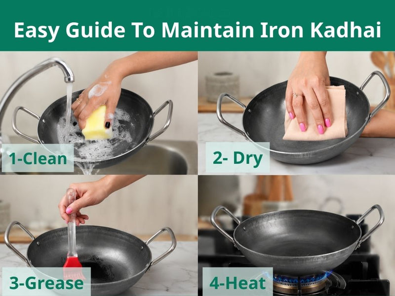 Pure Iron Flat Bottom Kadai