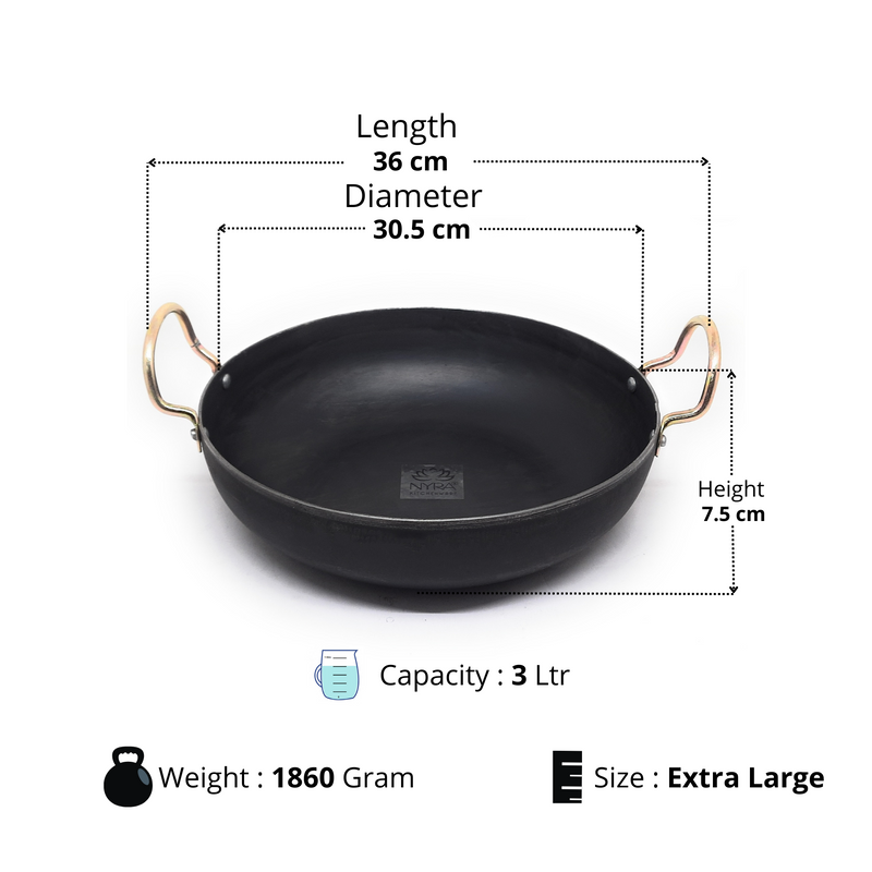 Pure Iron Wok/Deep Kadhai with – Cooking Wok