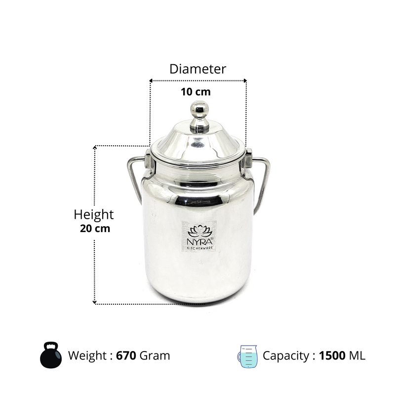 Stainless Steel Barni Milk Pot/Dolchi with Lid – Kitchen Utensil