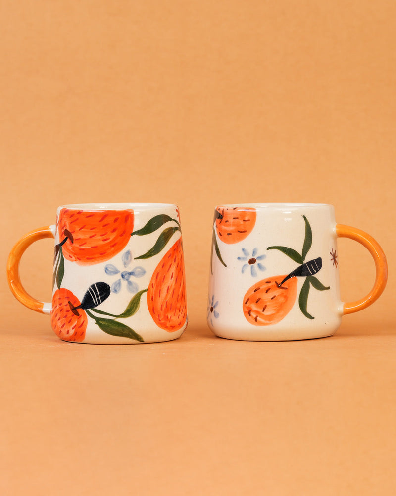 Nurture India Fresh Orange Charm Artistic Ceramic Mugs 10-oz