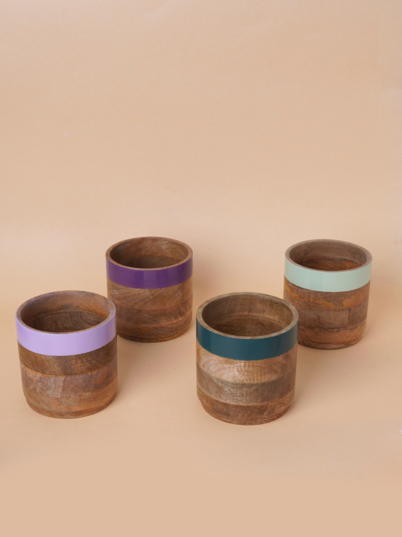 Nurture India Multicolor Planter Green Purple 4-Piece Set