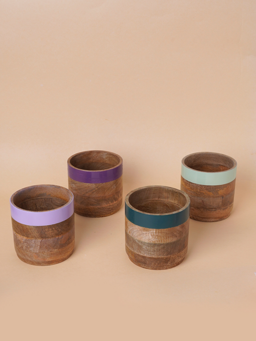 Nurture India Multicolor Planter Green Purple 4-Piece Set