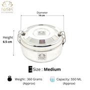 Stainless Steel Round Lunch Box - Stylish, – Storage Container