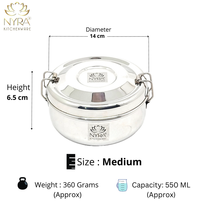 Stainless Steel Round Lunch Box - Stylish, – Storage Container
