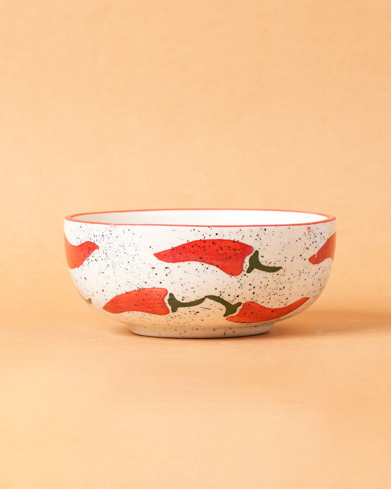 Nurture India Keep It Spicy Red Chilli Ceramic Bowl Large Small