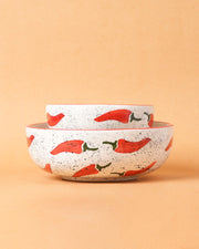 Nurture India Keep It Spicy Red Chilli Ceramic Bowl Large Small
