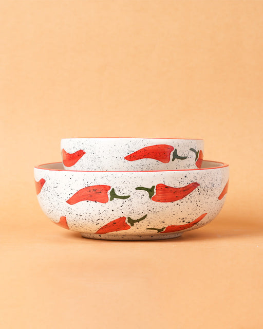 Nurture India Keep It Spicy Red Chilli Ceramic Bowl Large Small