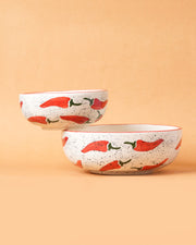 Nurture India Keep It Spicy Red Chilli Ceramic Bowl Large Small