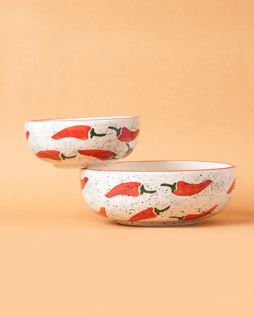 Nurture India Keep It Spicy Red Chilli Ceramic Bowl Large Small
