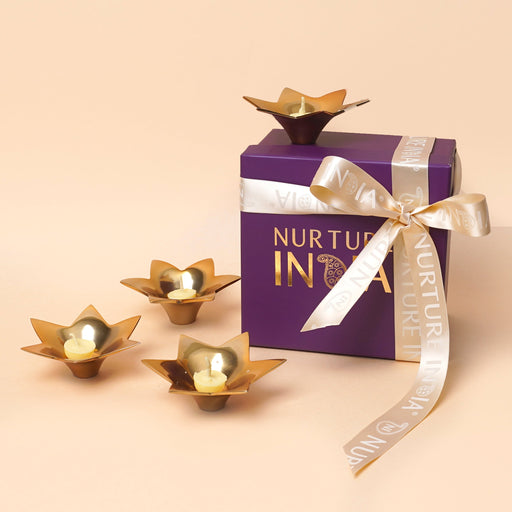Nurture India Floral Diya Gift Box 0-oz 4-Piece Set