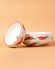 Nurture India Keep It Spicy Red Chilli Ceramic Bowl Large Small