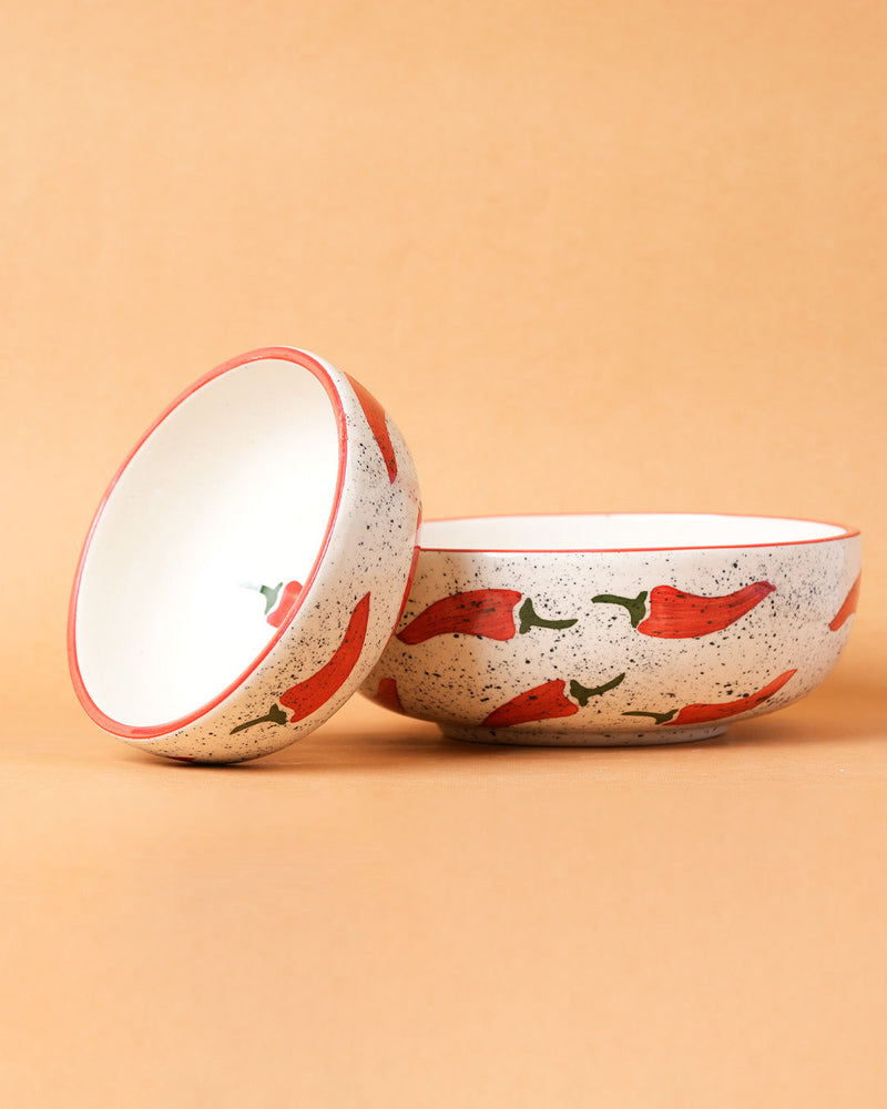 Nurture India Keep It Spicy Red Chilli Ceramic Bowl Large Small