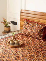 local-kala-kesar-kalamkari-flat-fitted-bedsheet-90x108-inches