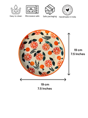 Nurture India Orange Ceramic Plate Sets 7-Inch