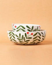 Nurture India Olive Leaf Ceramic Bowl Large Small