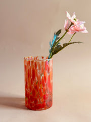 Nurture India Antique Flat Glass Vase Red