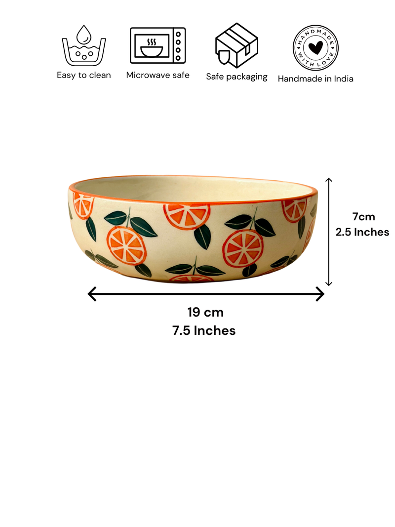 Nurture India Orange Ceramic Bowl Large