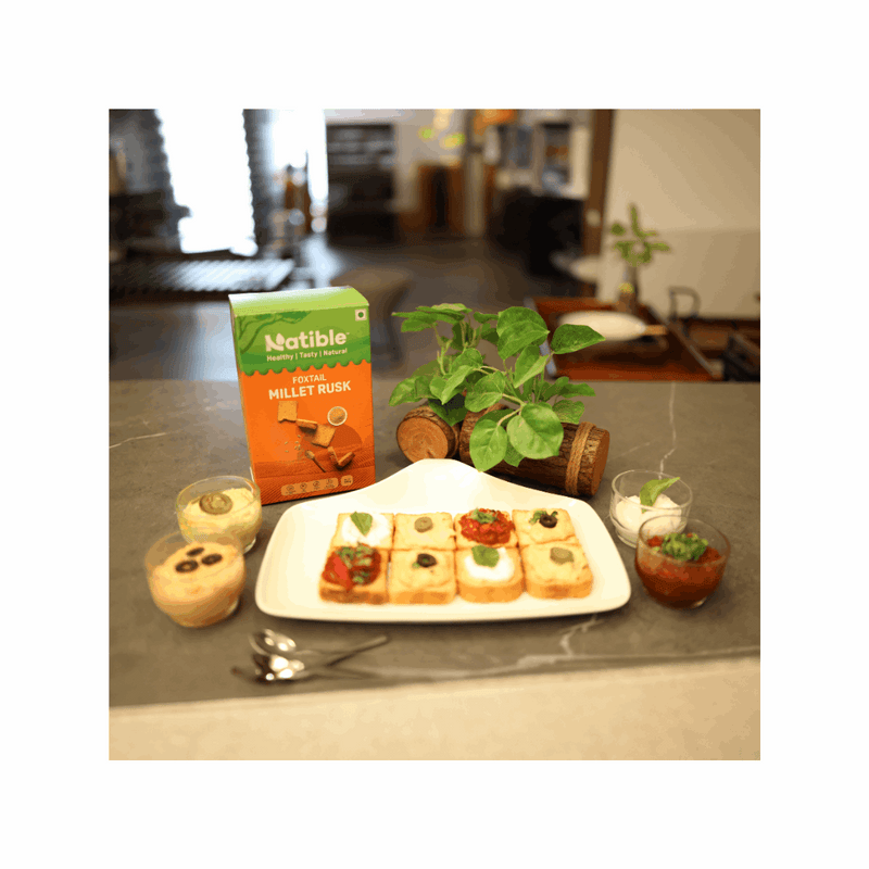 Natible Foxtail Millet Rusk Variety Pack – Crunchy Tea Time Snack (7.76 oz)