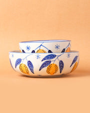 Nurture India Italian Lemon Leafy Ceramic Bowl Large Small