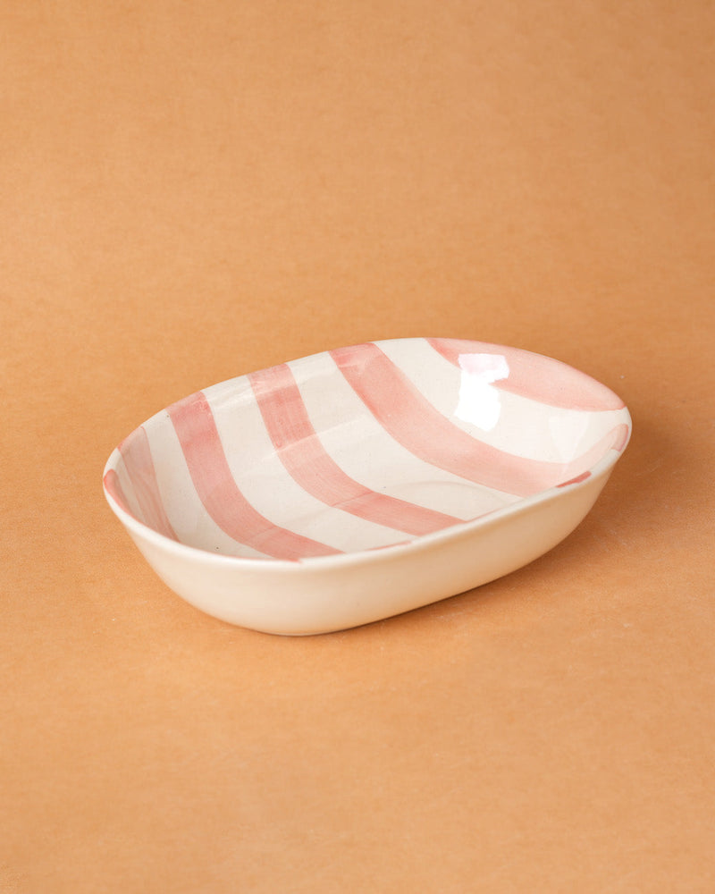 Nurture India Pink Stripe Ceramic Combo Bowl Cup