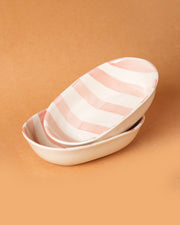 Nurture India Vintage Pastel Pink Stripe Ceramic Bowl