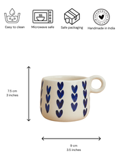 Nurture India Ceramic Mug Dark Blue Heart Design 12-oz