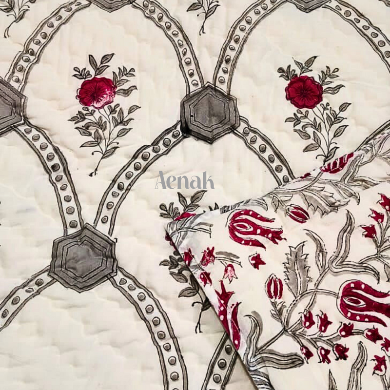 aenak-grey-jaal-handblock-bedsheet-quilt-combo-set