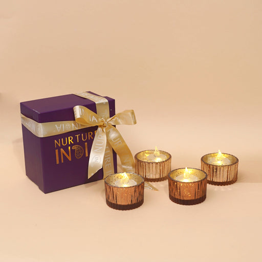 Nurture India Tealights Box Copper Gift Hamper 4-Piece Set