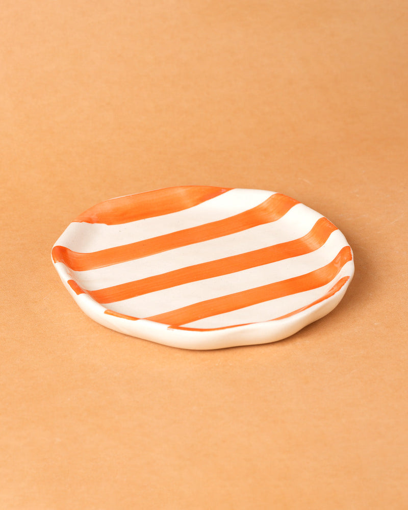 Nurture India Orange Stripe Ceramic Plates 2-Piece Set