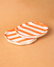 Nurture India Orange Stripe Ceramic Plates 2-Piece Set