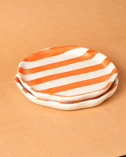 Nurture India Orange Stripe Ceramic Plates 2-Piece Set