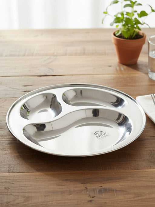 Stainless Steel 3-Compartment Dinner Plates – Kitchen Utensil