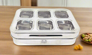 Stainless Steel 6 Compartment Dry Fruit/Spice Box– Kitchen Utensil