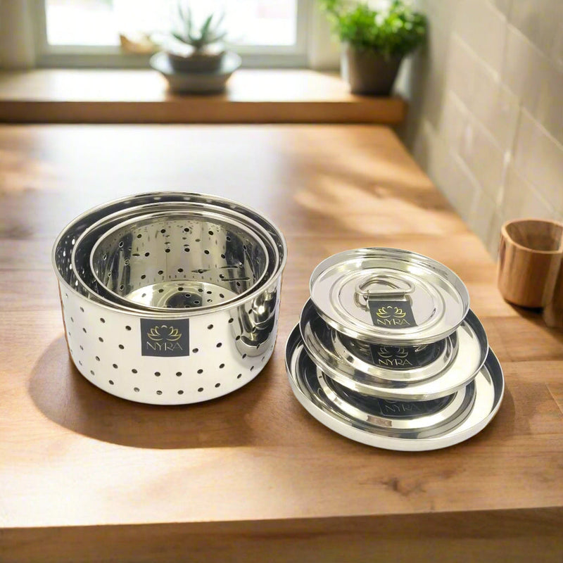 Stainless Steel Round Paneer Mould & Press Set  – Kitchen Utensil