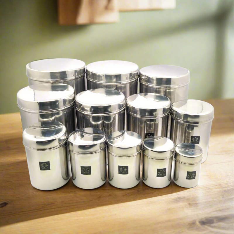 Stainless-Steel Cylindrical Shaped Deep Storage Box Containers – Kitchenware