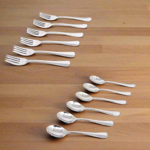 Cutlery Set of 12 Stainless Steel Cutlery - 6 & Forks - 6 