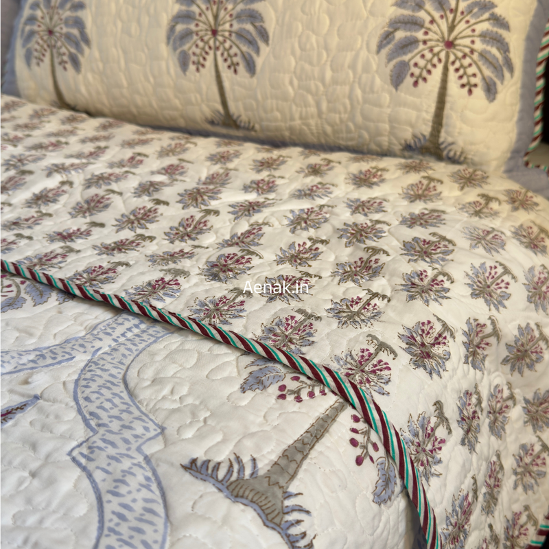 aenak-blue-palm-jaal-handblock-reversible-quilted-bedcover-set