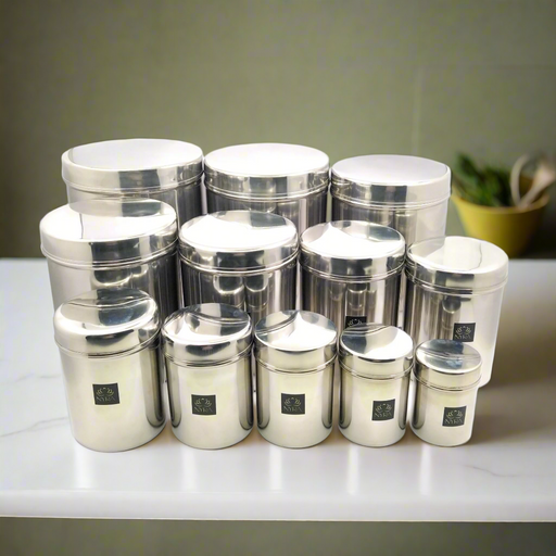 Stainless-Steel Cylindrical Shaped Deep Storage Box Containers – Kitchenware