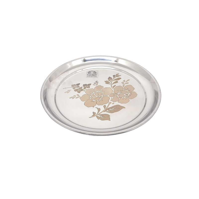 Stainless Steel Quarter Plate/Stainless Steel Flower Design Lazer Print/ – Kitchen Utensil