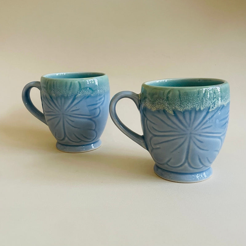 Azure Blossom Mugs Set Of 2