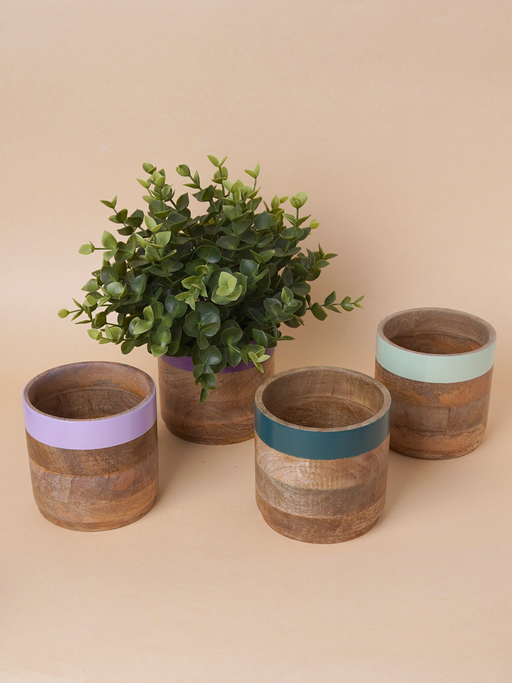 Nurture India Multicolor Planter Green Purple 4-Piece Set