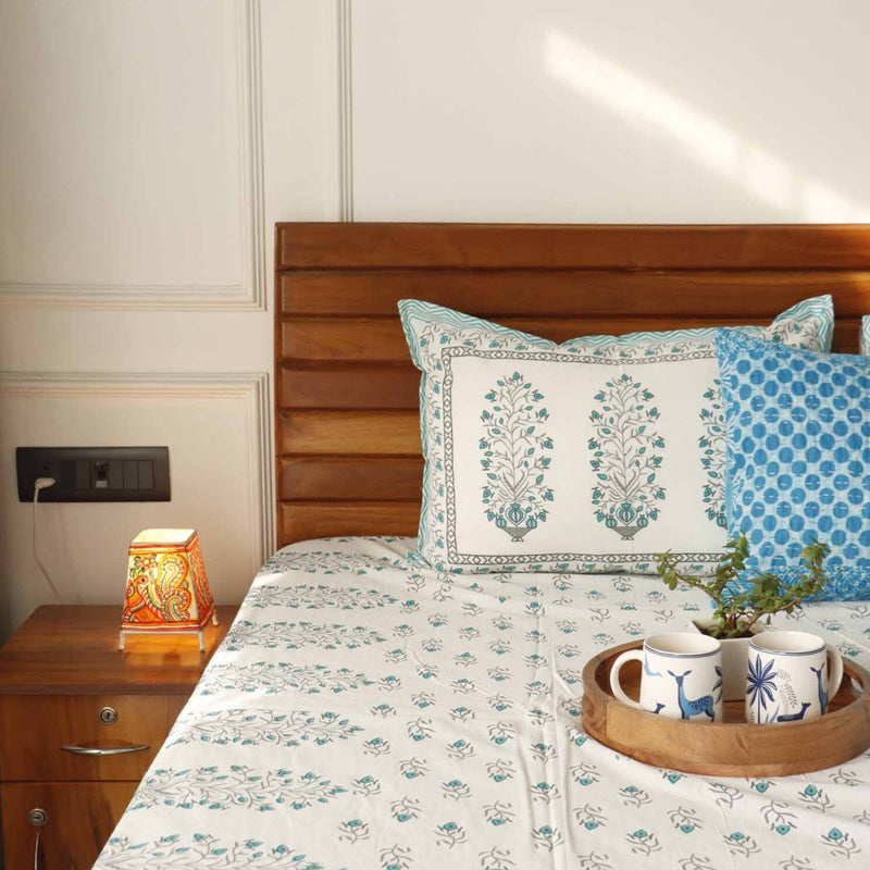 local-kala-sadabahaar-green-flat-i-fitted-bedsheet-108x108-inches