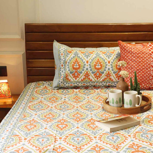 local-kala-ikkat-orange-big-flat-i-fitted-bedsheet-108x108-inches