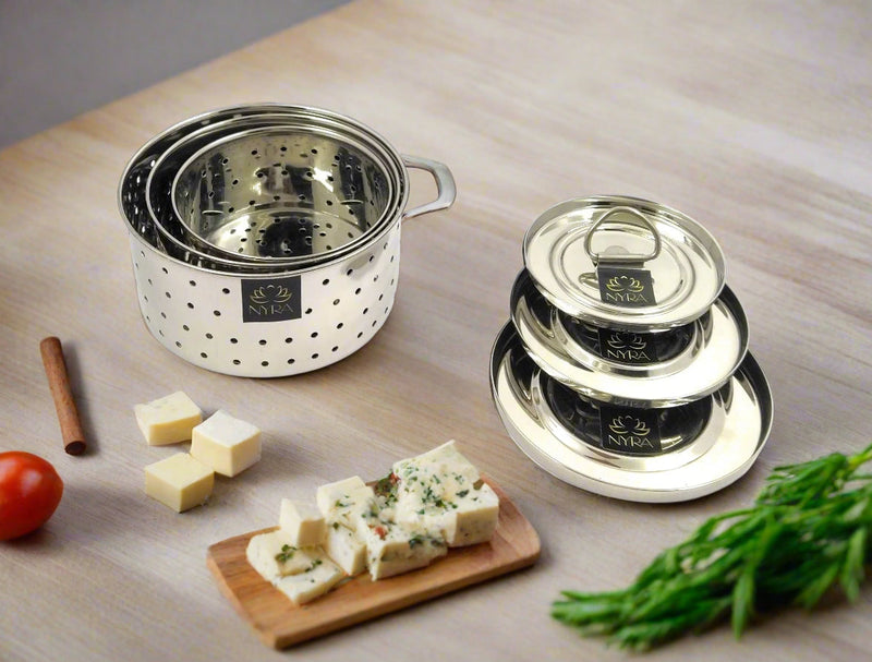 Stainless Steel Round Paneer Mould & Press Set  – Kitchen Utensil